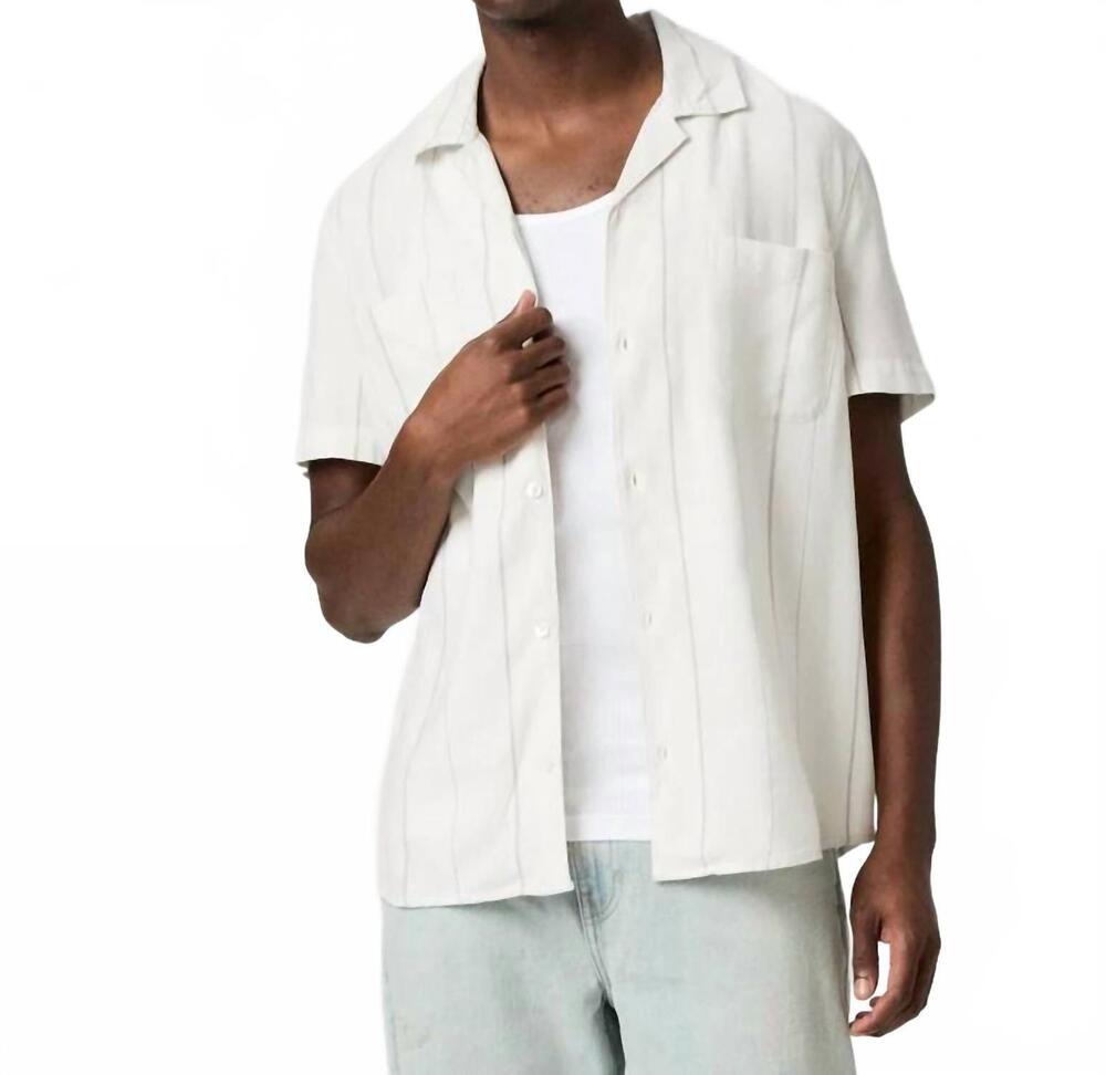 NEW PAIGE jacobson short-sleeve shirt in blue ivory stripe